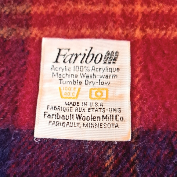 COPY - Faribo Burgundy Navy Gray Plaid Throw Super Soft & Cozy